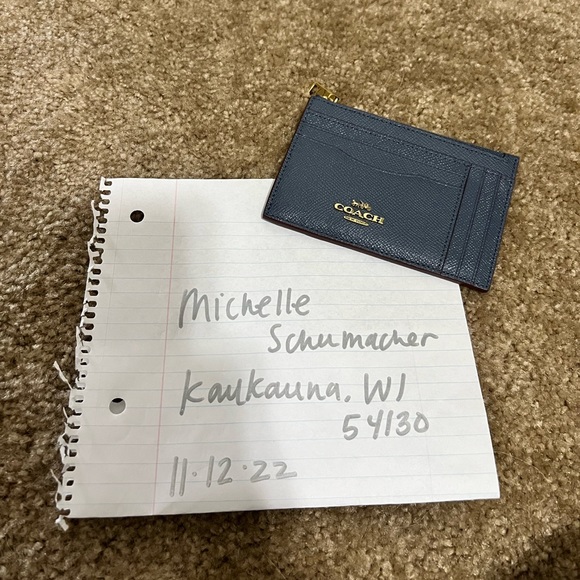 Coach Card Case Blue Leather - Picture 1 of 4